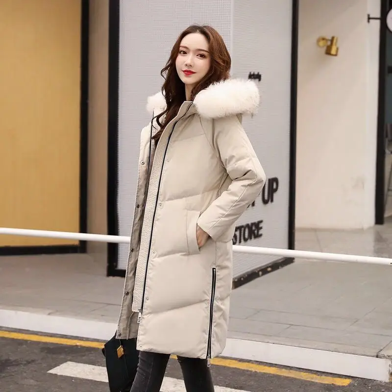 

Big fur collar genuine white duck down winter women parka jackets down cotton 2020 Outwear woman parka coats Ladies warm coat