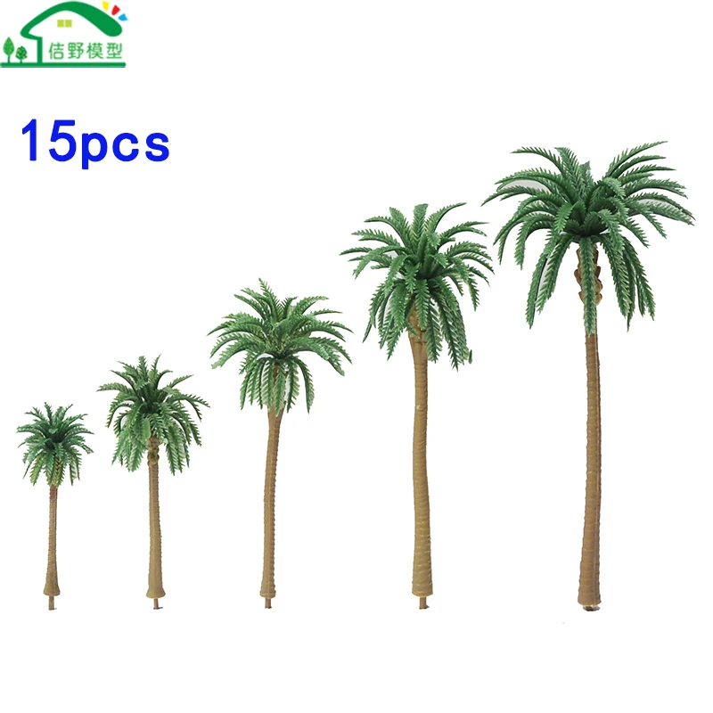 

15Pcs/Lot Miniature Plastic Coconut Trees Architectural Sand Table Train Model Landscape Scenery Layout Ho Scale Tree Material N