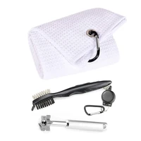 golf accessories microfiber waffle pattern golf towel club groove sharpener cleaner brush