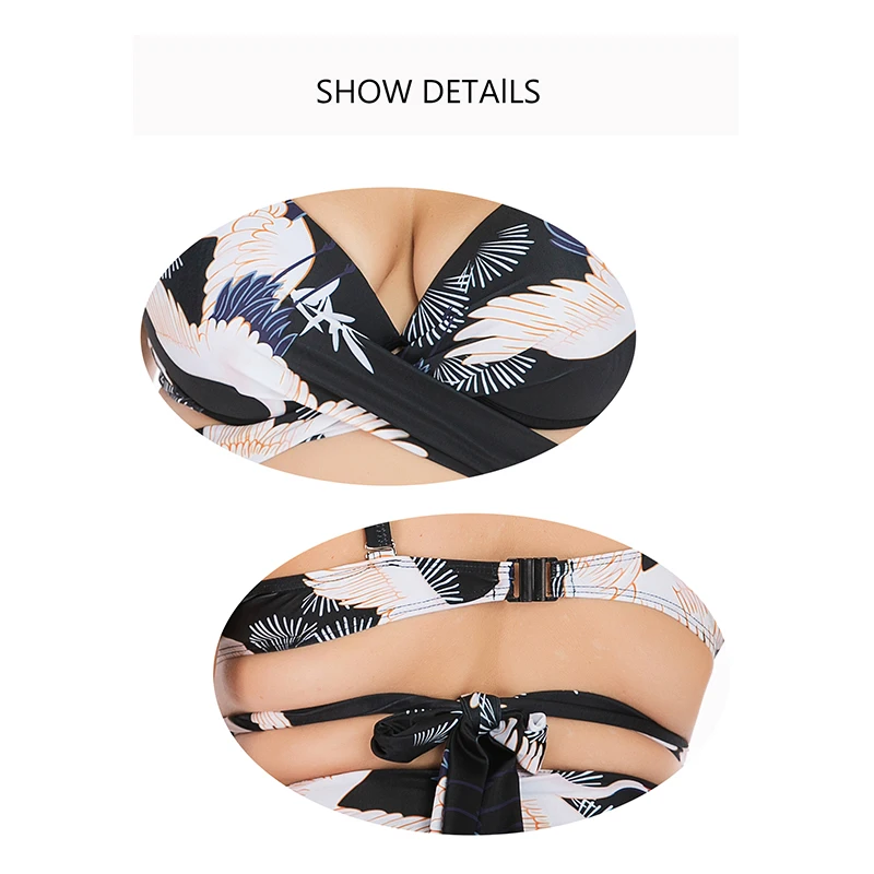 Новый сексуальный купальный костюм размера плюс с принтом журавль бикини для