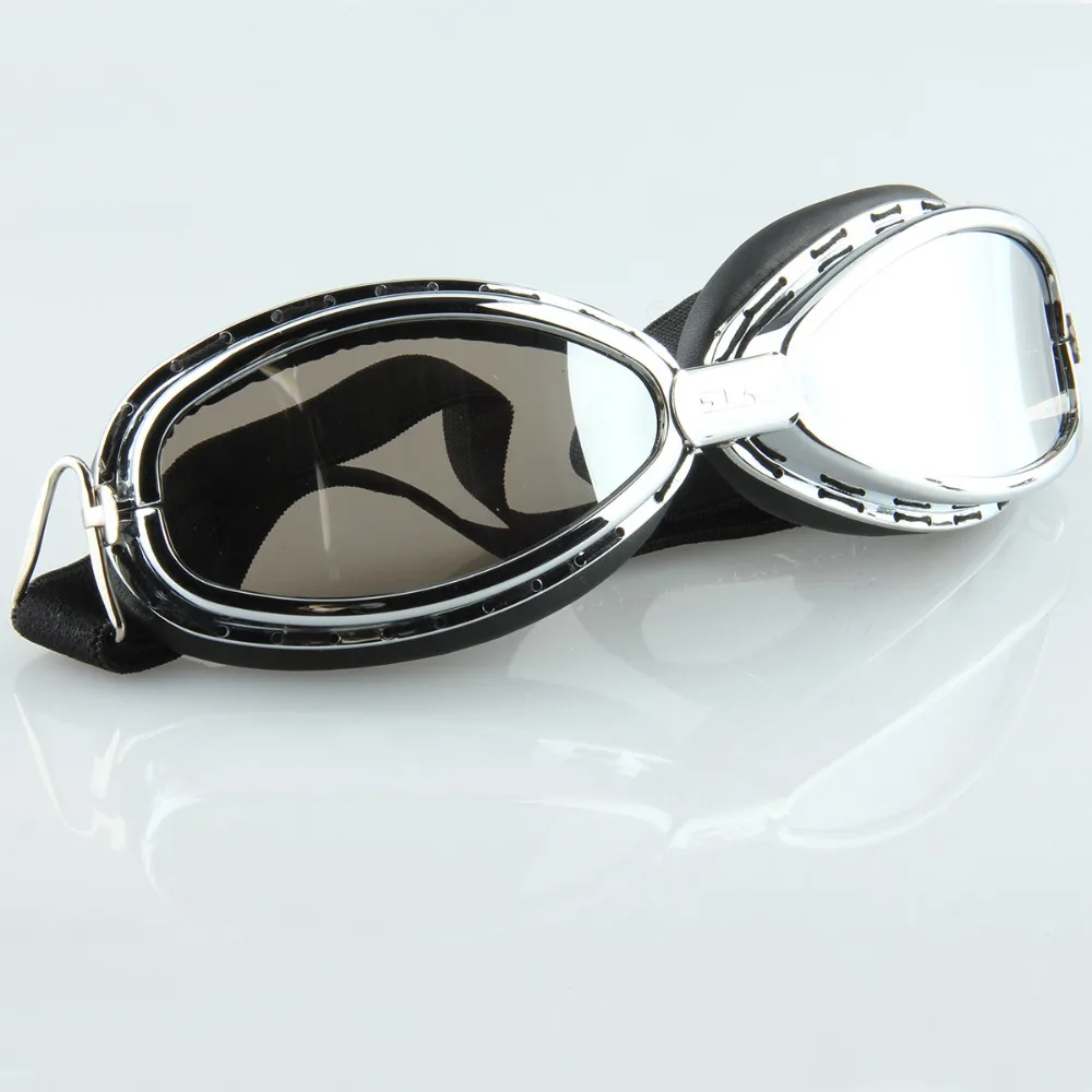 Серебряный винтажный Пилот шлем очки крейсер мотоциклетные кафе гонщик