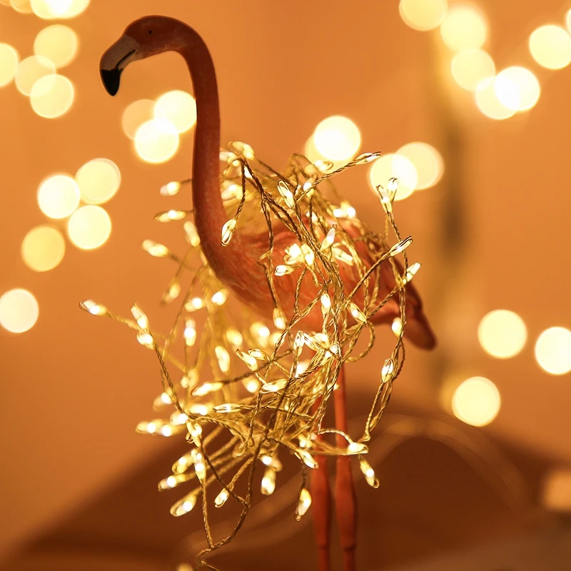 

2.5M 5M Copper Wire LED String Lights Firecracker Fairy Garland Light for Christmas Window Wedding Party USB Operated