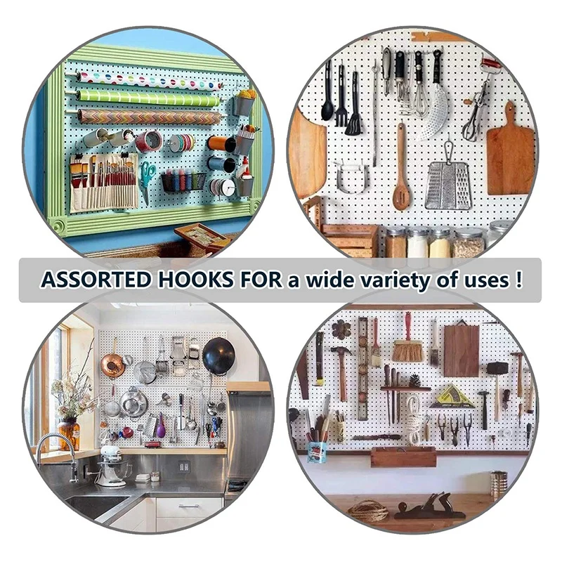 86 шт. крючки для доски органайзер ассортимент с металлическими крючками ящики и
