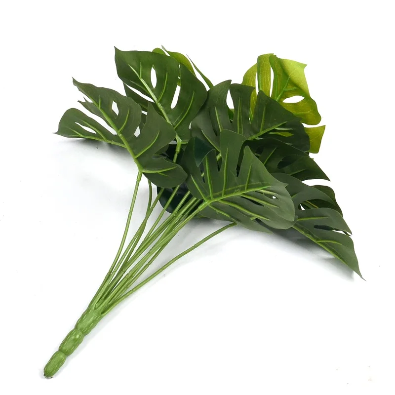 1 букет/12 листьев искусственные шелковые пальмовые листья монстеры зеленое