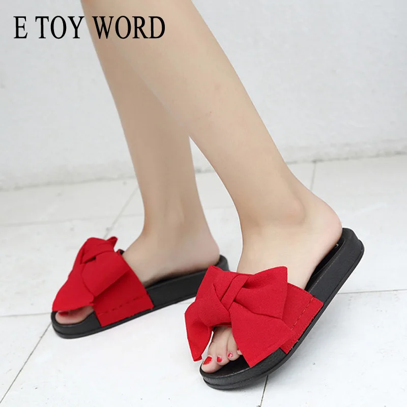 E TOY/пляжная обувь Женские Вьетнамки с украшением в виде банта Летние женские