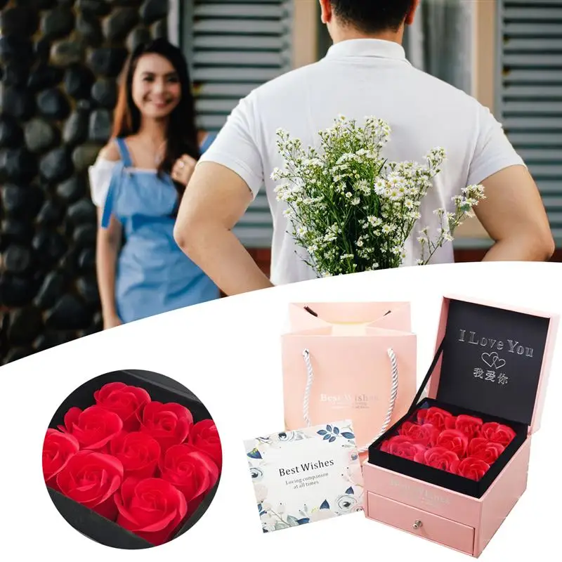

Eternal Flower Rose Storage Box Women Jewelry Necklace Gifts Box with Storage Bag for Mother's Day Birthday Valentine's Day Gift