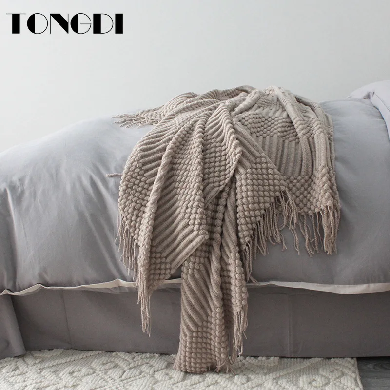 TONGDI мягкое теплое популярное модное кружевное вязаное шерстяное одеяло с