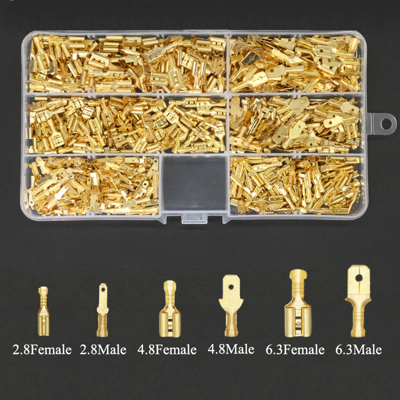 

600Pcs 2.8/4.8/6.3mm Male Female Spade Connectors Wire Crimp Terminal Block with Insulating Sleeve Assortment Kit