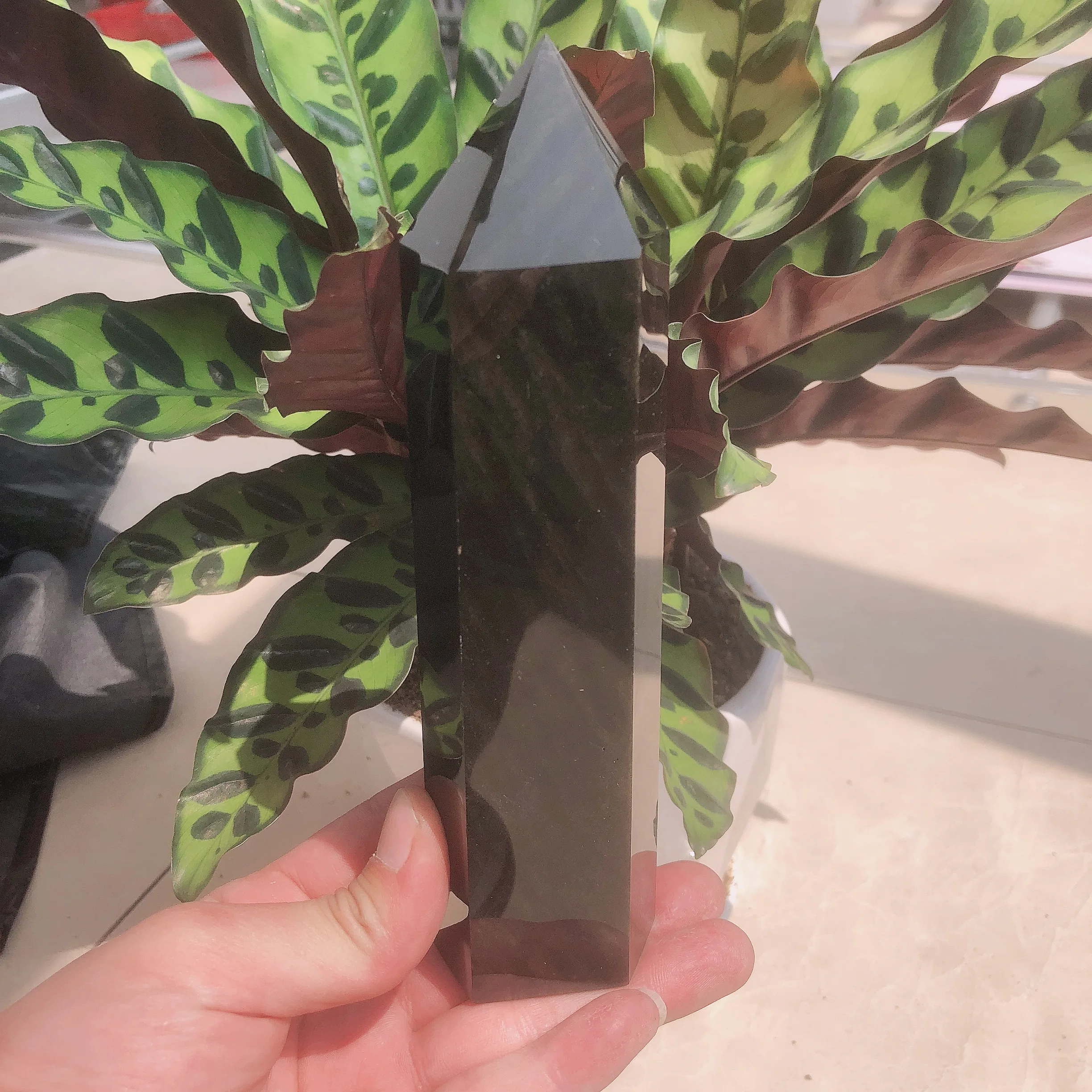 

Natural Crystals Quartz Golden Obsidian Tower Point Energy Reiki Stone Room Home Office Aquarium decoration accessories Gemstone