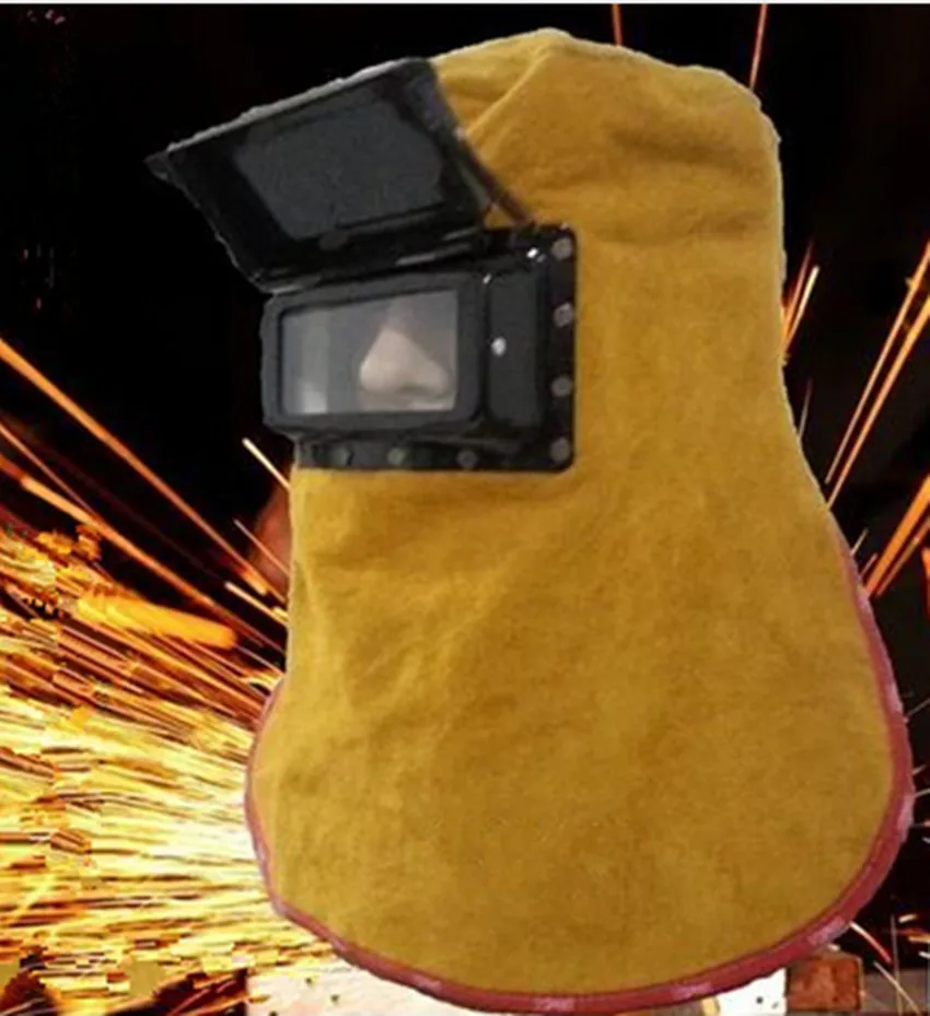 New Leather Welding Helmet Mask W/ Solar Auto Darkening Filter Lens Welder Hood  H#