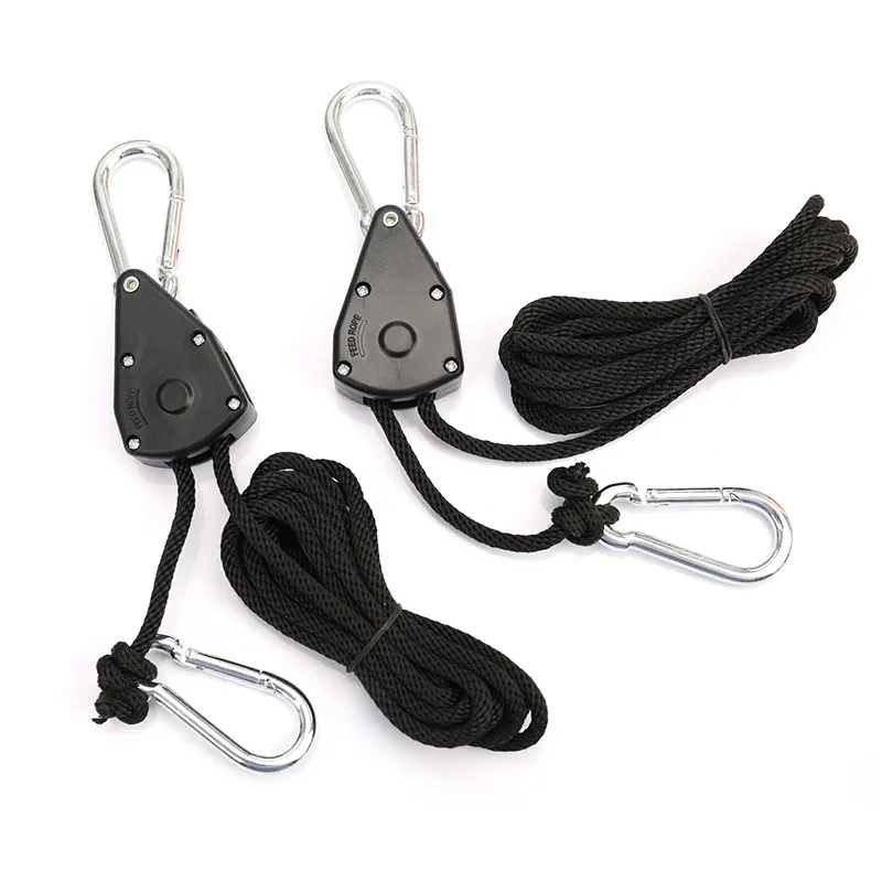 

4Pcs 1/8 Inch Heavy-Duty Adjustable Growth Light Ratchet Rope Hanger, Plant lighting lanyard Used for Gardening of Gg Lamps