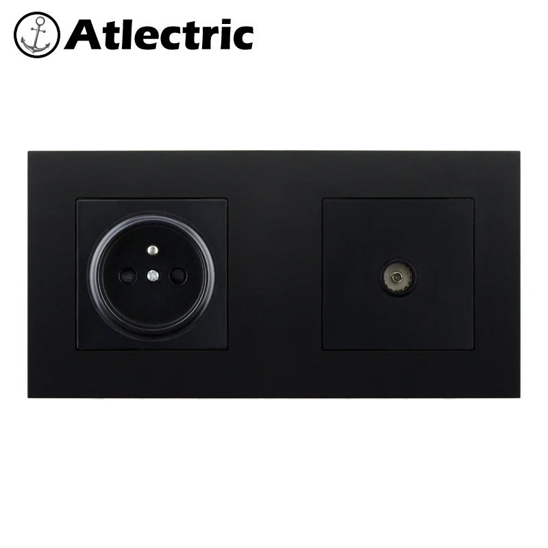 Atlectric FR Стандартный разъем пластиковый блок розеток RJ45 розетка компьютерный порт данных розетка двойной RJ45 с тв двойной выход розетки