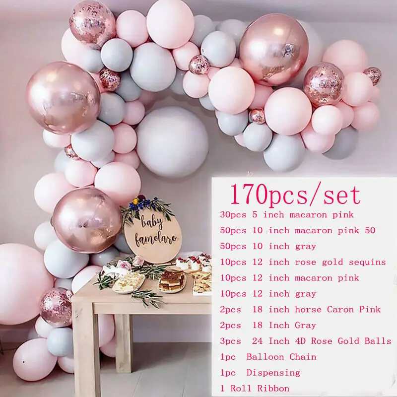 

170 шт., розовый разноцветный шар с конфетти