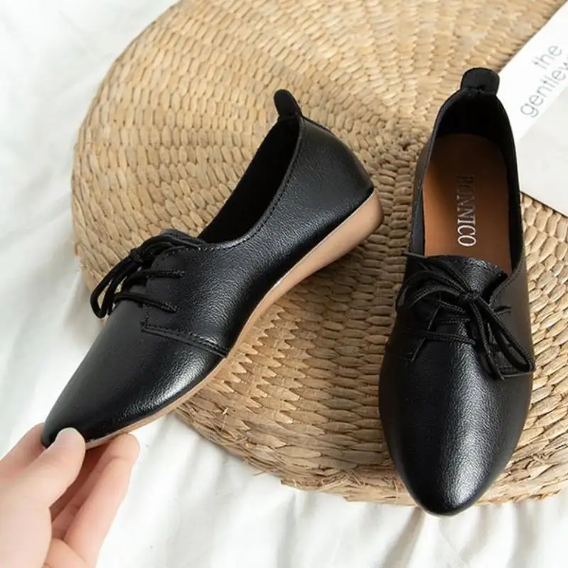 FITWEE Size 35-40 Women Flat Shoes Point Toe Cross Strap Spring Summer Leisure Low Heels Female Footwear | Обувь