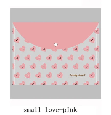 small love-pink 4 шт., А4, сумка для файлов, файл-менеджер, файл, карманный, для школы, офиса, канцелярские принадлежности, ПВХ, Сумка для документов, папка, органайзер для документов, милые животные - Color: small love-pink