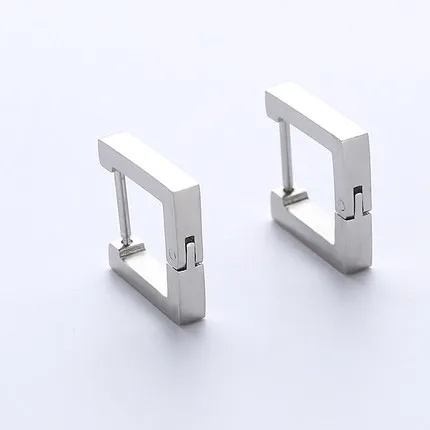1pair steel square Semitree 316L Медицинская нержавеющая сталь анти-аллергические креативные серьги-кольца мужские треугольные квадратные серьги Модные женские ювелирные изделия - Окраска металла: 1pair steel square