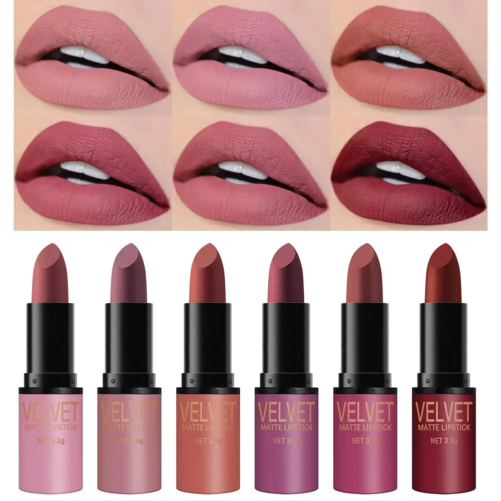 

6 colors Lipstick Set Matte Long Lasting Waterproof Non-stick Cup Lipsticks Makeup Tools