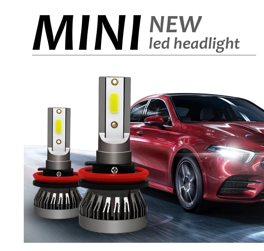 

2PCS Mini H4 H7 LED Car Headlight Bulb 12000LM 6500K H1 H3 H11 H13 H27 880 9005 HB3 9006 HB4 9007 Running Auto Fog Head Lamp