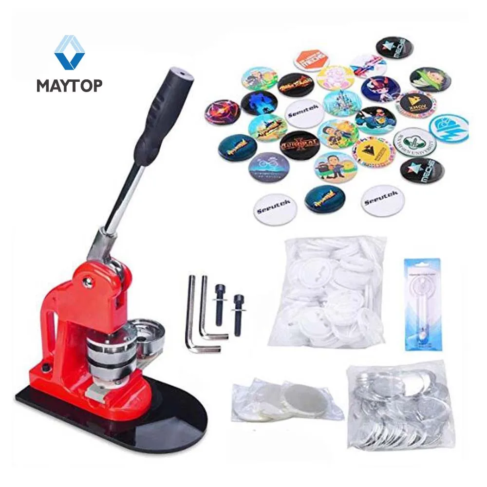 

Button Maker Rotate Button Badge Machine with 1000 Sets Circle Parts Punch Press Machine for DIY Badges