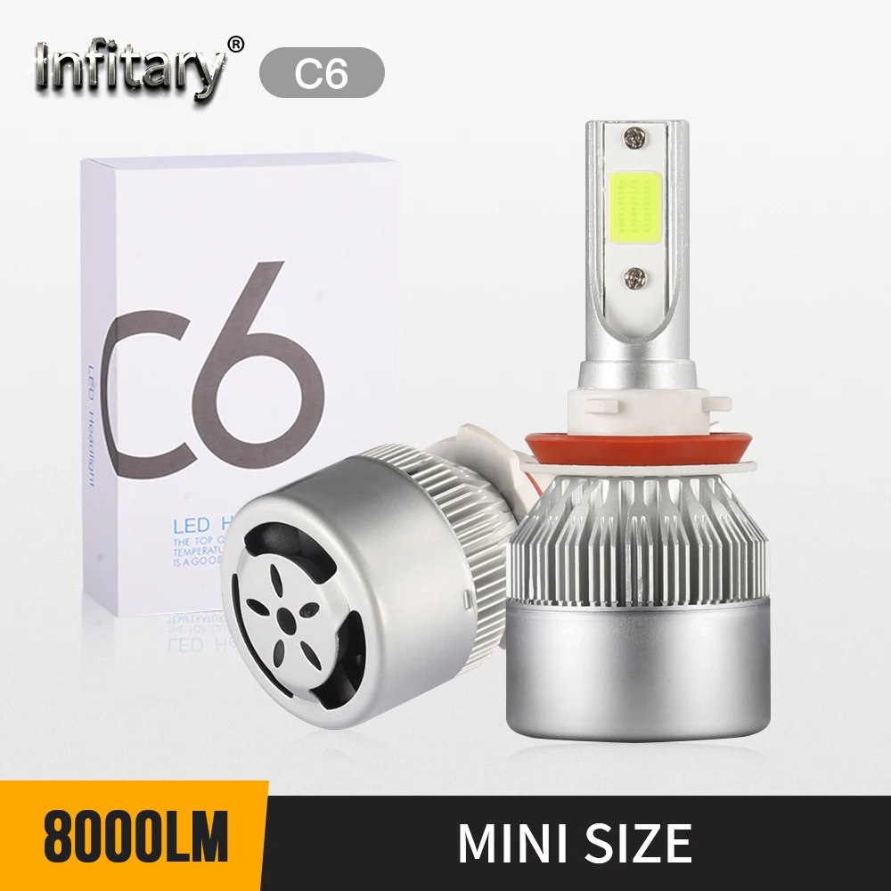 2 шт. Автомобильные светодиодные лампы H7 LED H4 светодиодный 9003 HB2 H11 H1 H3 880 9005 9006 H13 9004