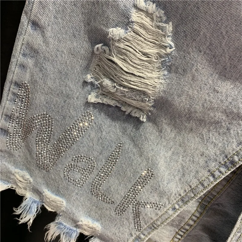 Женские джинсовые трапециевидные юбки с высокой талией и вышивкой украшенные