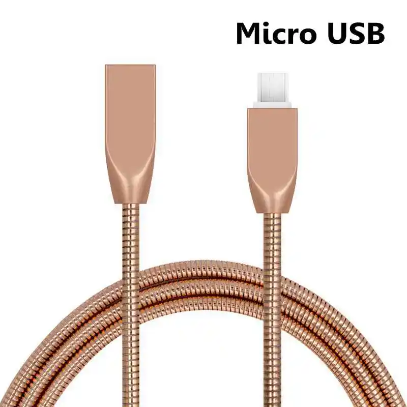 Sindvor 1 м металлический пружинный Micro USB кабель для синхронизации данных для samsung Xiaomi Android мобильный телефон Быстрая зарядка Microusb зарядное устройство провод - Тип штекера: rose gold