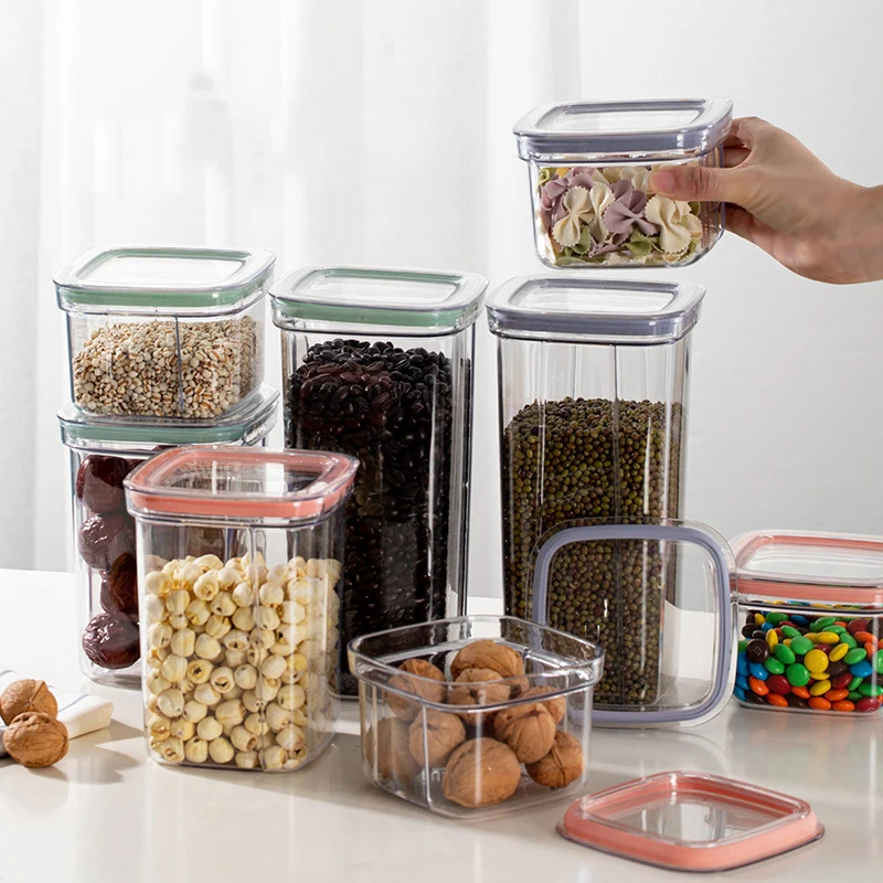 

600ml/1300ml/2000ml Set Stackable Kitchen Sealed Jar Food Storage Box Multigrain Organizer Tank Dried Fruit Tea Containers