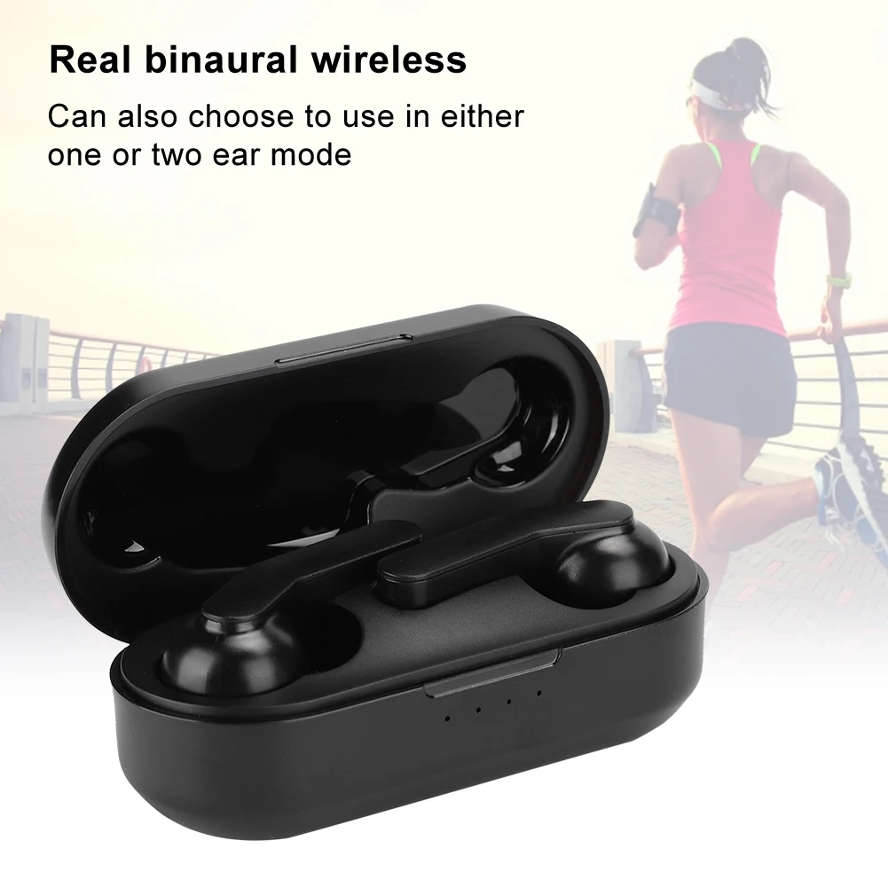 

T10C ABS Black Real Wireless Bluetooth Earphone IPX4 Waterproof Wireless Charging Touching Cont