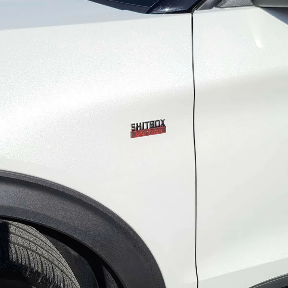 

Truck Emblem Badges Silver Red 2PCS 80x30mm Adhesive SHITBOX EDITION New
