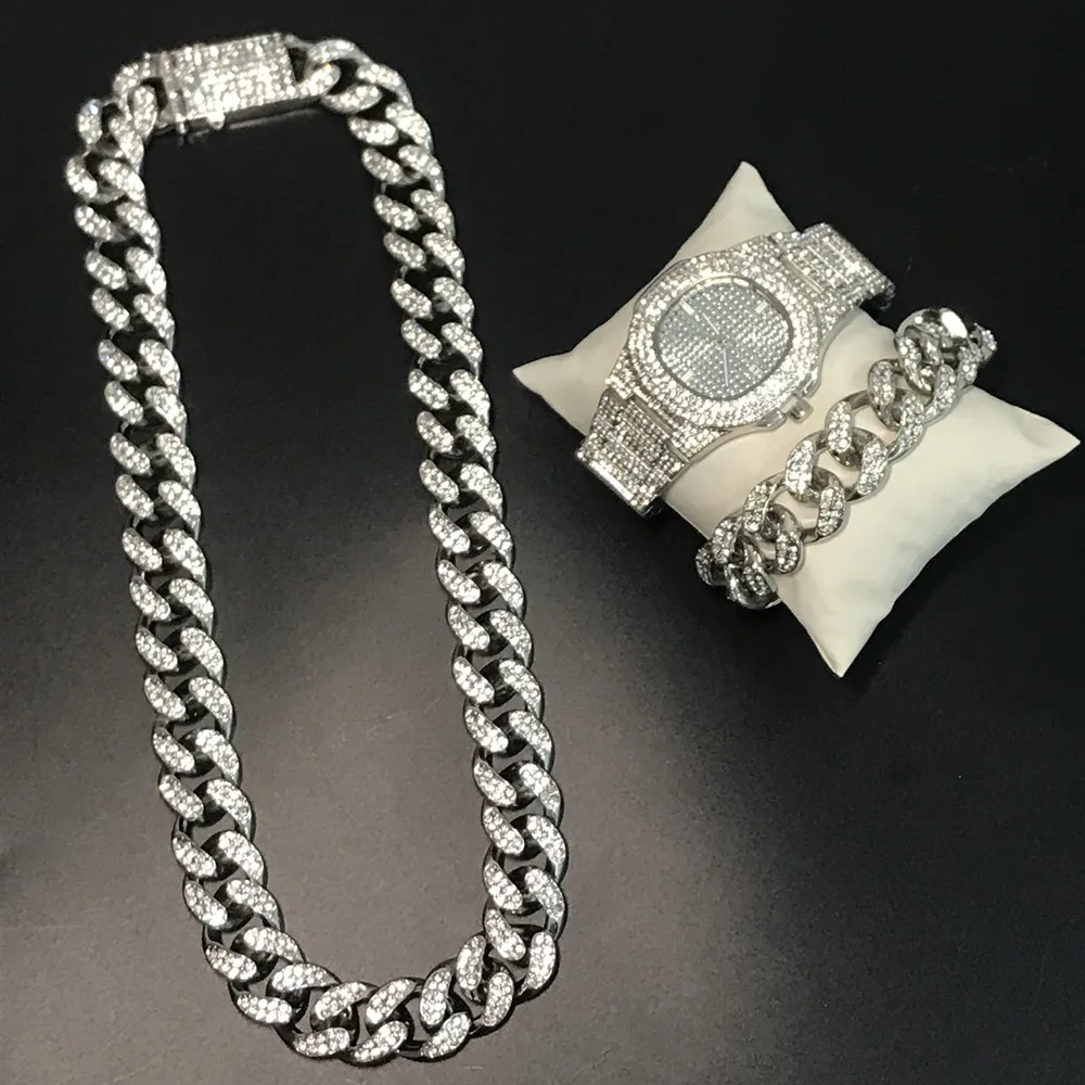 Золотые часы в стиле хип хоп ювелирные изделия кубинская цепь Майами Ice Out из