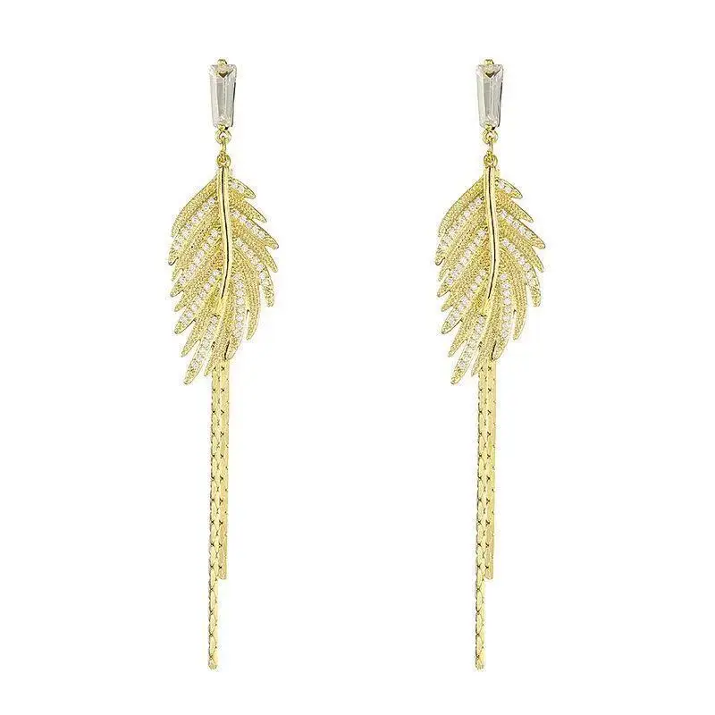 

South Korea East Gate fashion earrings 2021 new fashion leaf earring web celebrity long tassel earrings female