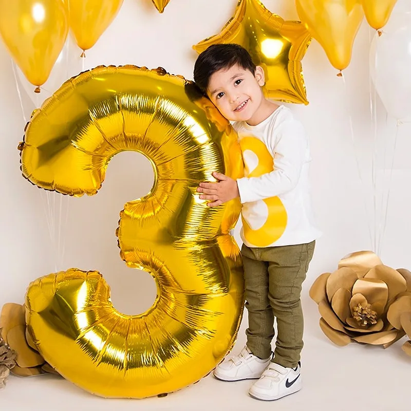 

32inch Big Number Foil Balloons Air Balloon Birthday Party Decorations Kids Rose Gold Silver 0-9 Digit Ball Baby Shower Ballon