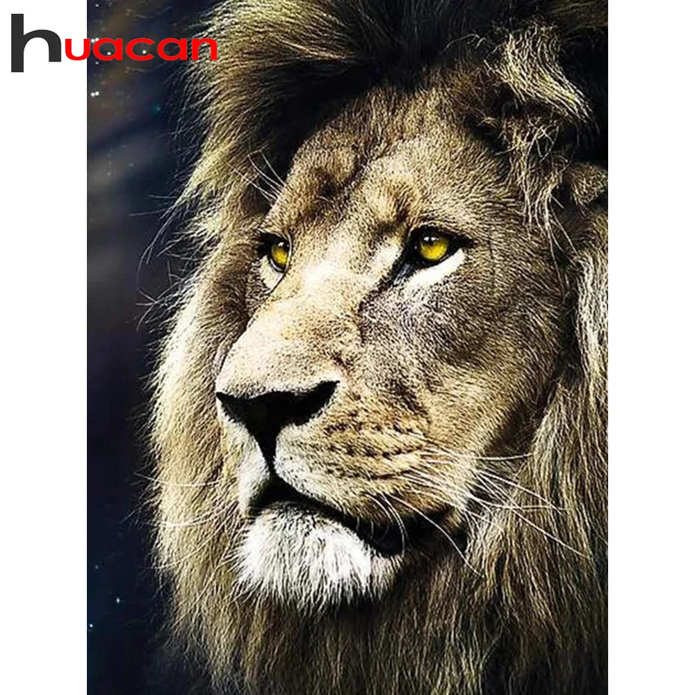 

Huacan полная Алмазная вышивка Лев Алмазная мозаика живопись Животные бисерные картинки подарок ремесленные украшения для дома