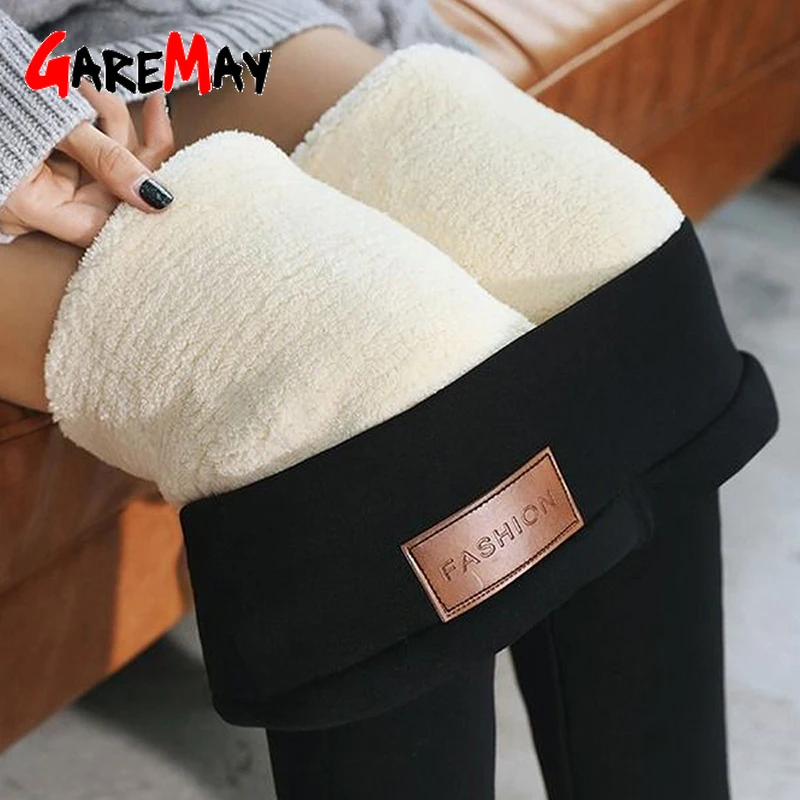 

Garemay High Waist 12%Spandex Warm Pants Winter Skinny Thick Velvet Fleece Girl Leggings Women Trousers Pants For Women Leggings