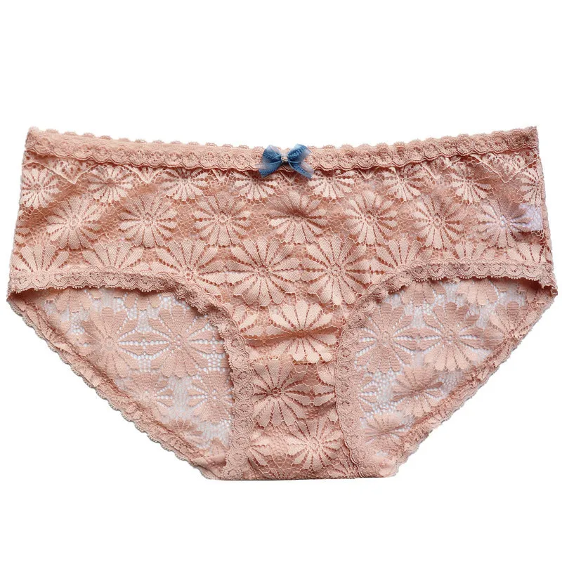 Японские прозрачные кружевные женские трусики с цветочным принтом низкой талией