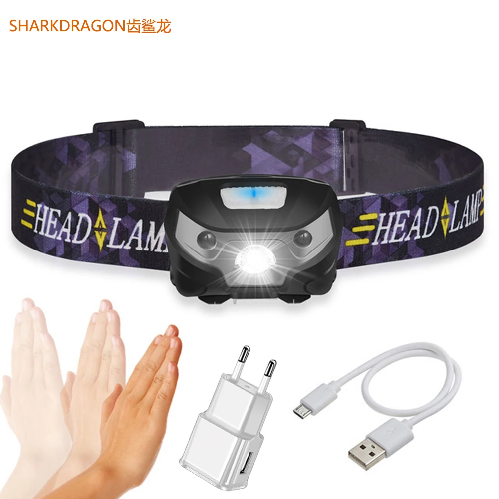 Фонарь налобный светодиодный с датчиком движения и зарядкой от USB | Лампы