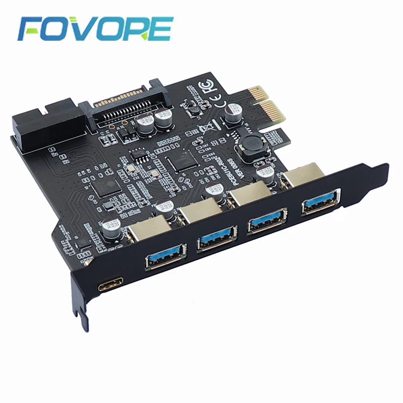 Плата расширения USB 3 0 PCI-E Type C плата PCI Express на контроллер 5 портов + 1 порт адаптер