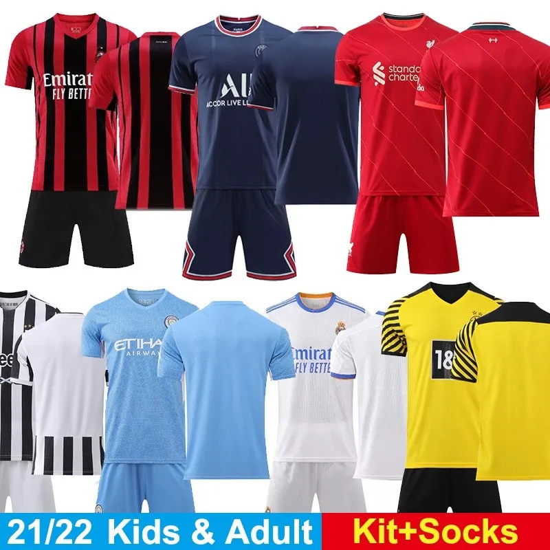 

2021-2022 Children And Adults Home And Away Football Suits Men's Football Club Running Sports Training Uniforms Customization