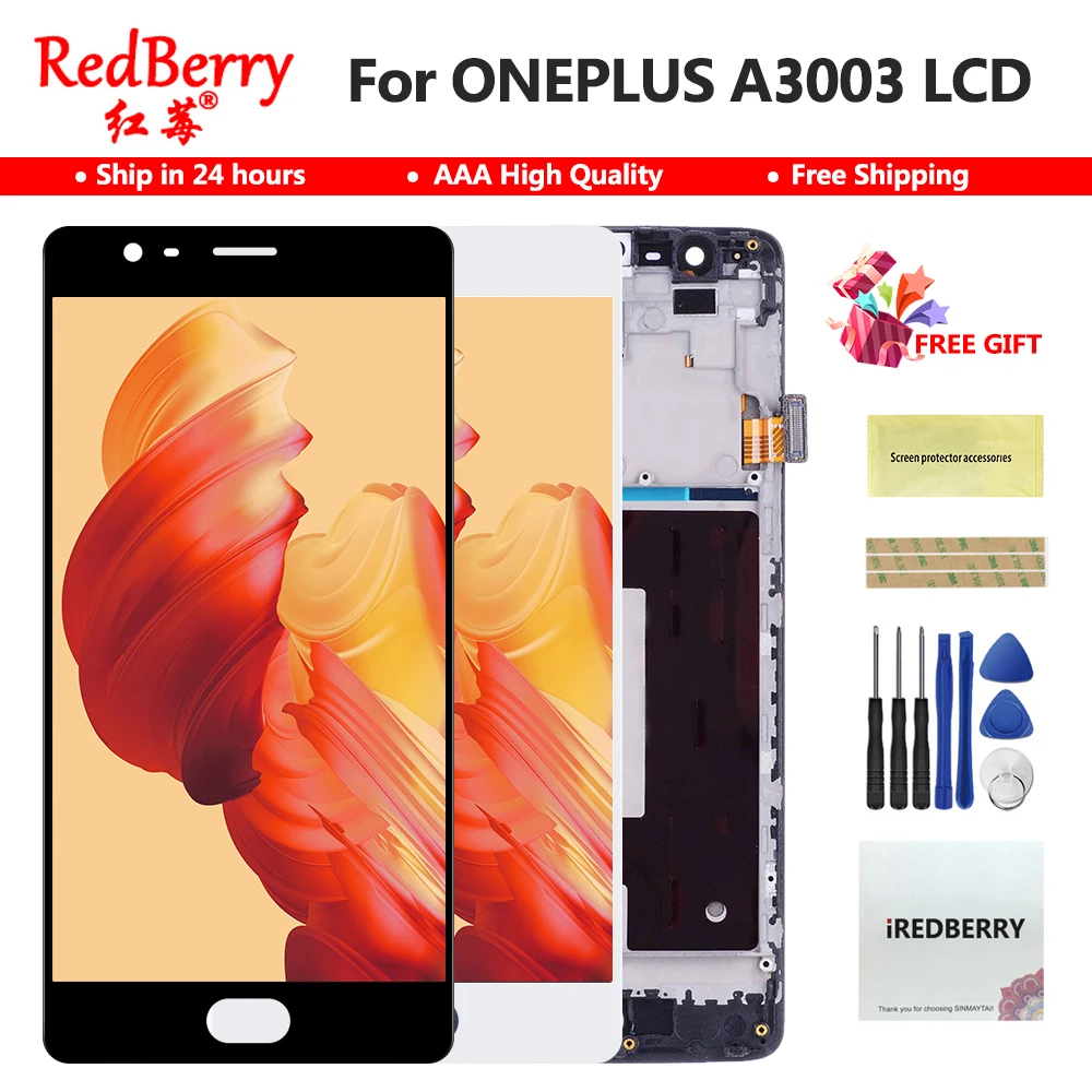 Для 5," FHD Oneplus 3 A3000 A3003 ЖК-дисплей с сенсорным экраном дигитайзер+ рамка в сборе Европейская версия для Oneplus 3 ЖК-экран