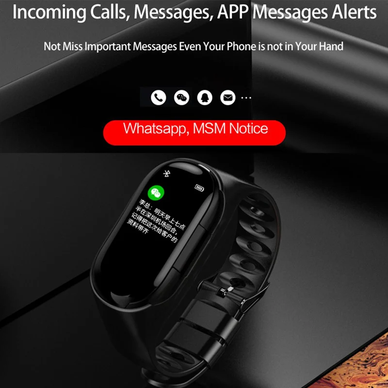 M1 Новейший цветной экран Смарт-браслет TWS Bluetooth наушники фитнес-монитор сердечного ритма и артериального давления умные часы IOS