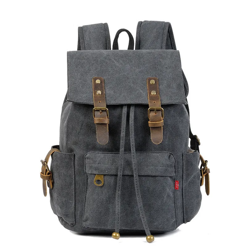 

2021 new fashion canvas ladies shoulder bag leisure travel computer bag student backpack Blue Brown gray