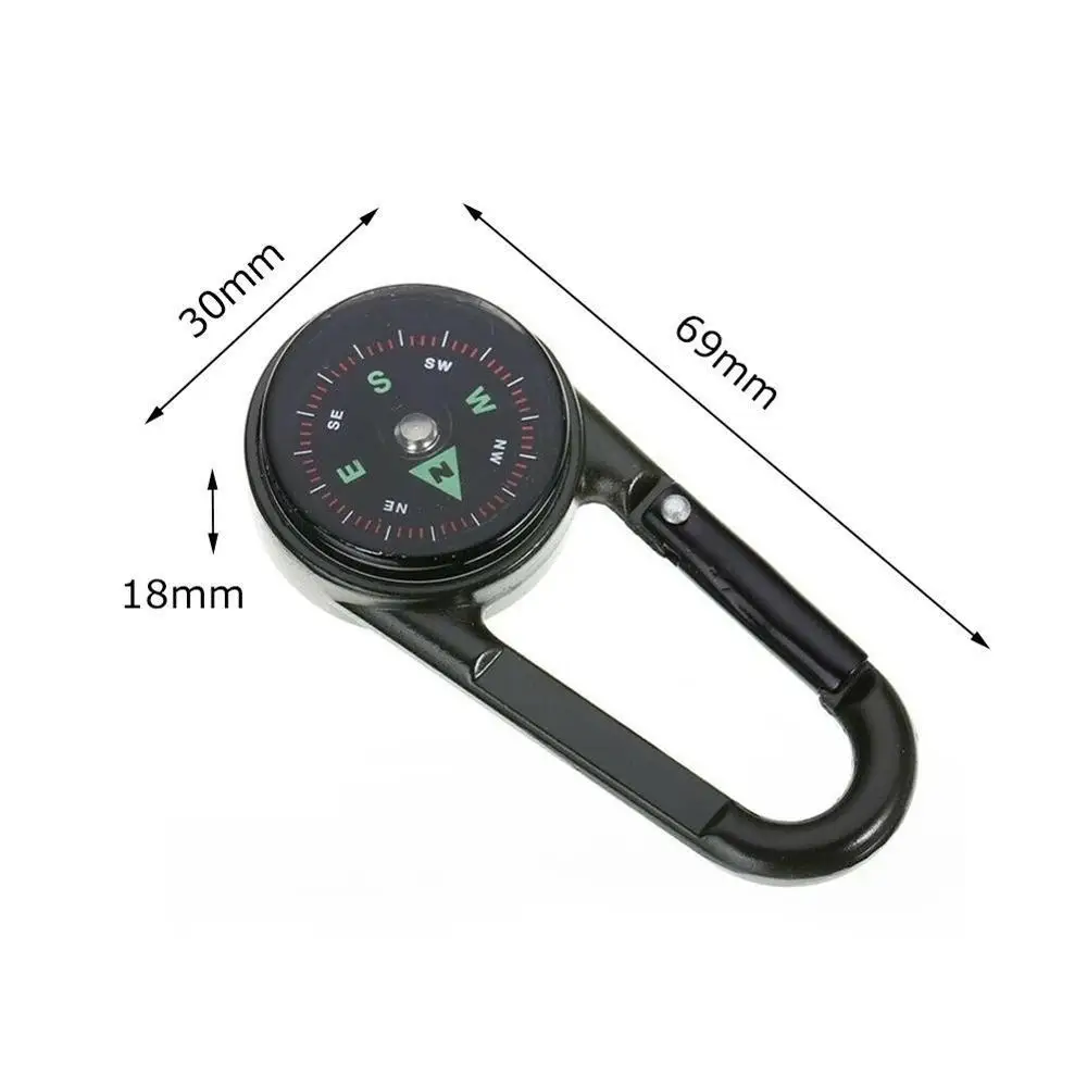 

Metal Outdoor Keychain Mini Compass Double-sided Mountaineering Key Buckle Snap Hook Thermometer Compass Carabiner