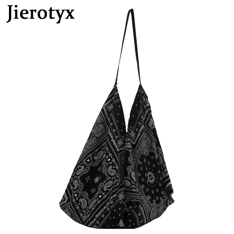 

JIEROTYX 2021 Casual Vintage Chinese Style Large-Capacity HandBags Women Fashion Underarm Bags Shopping Travelling Female Bags
