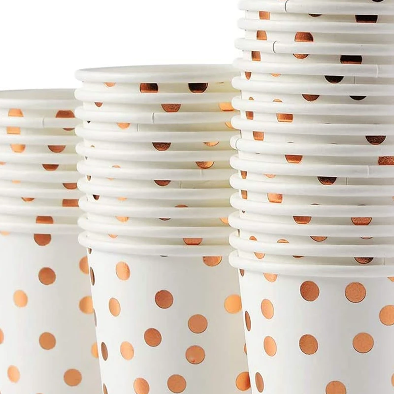 

HOT SALE Rose Gold Disposable Paper Plates Cups Set for Birthday Party, Wedding, Thanksgiving, Christmas 150PCS