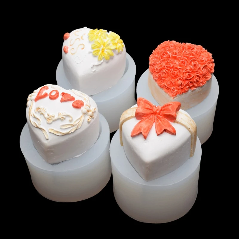 

4Pc Valentine Day Heart Silicone Mold Heart Bath Bomb Candle Resin Casting Molds