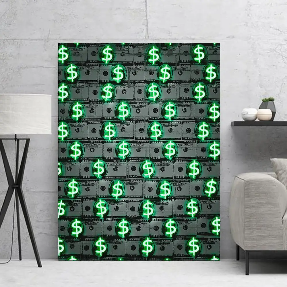 

American Dollar Neon Sign Money Posters Wall Art Canvas Paintings Decorative Print for Living Room Home Decor Unframed