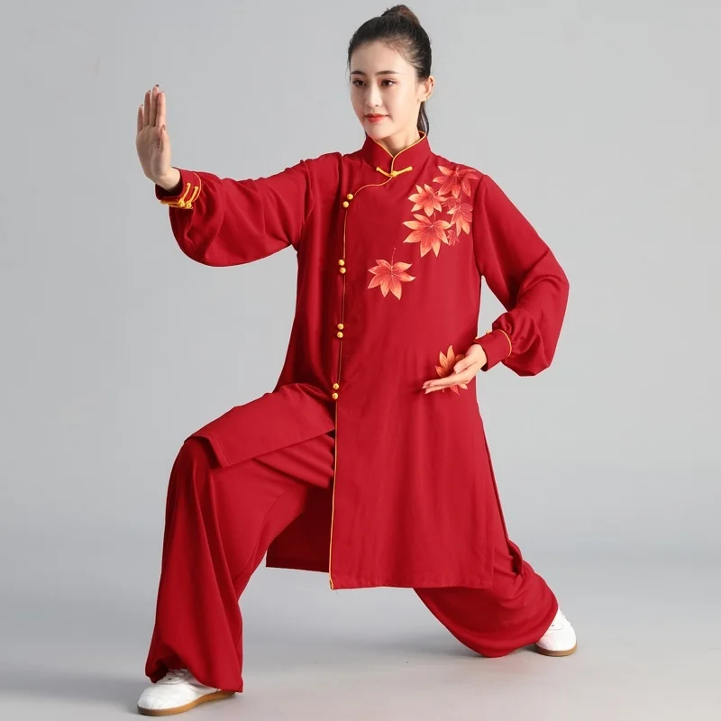 Red Tai Chi Clothing Martial Arts Suit Chinese Warrior Costume Swordsman Kung Fu Outfit Wing Chun Wushu Uniform FF2231 | Тематическая