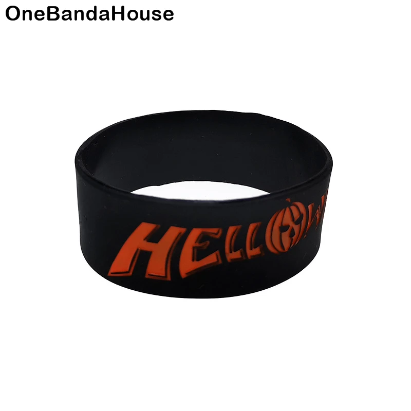 

OBH 1PC Helloween Silicone Bracelet One Inch Wide Black and Orange
