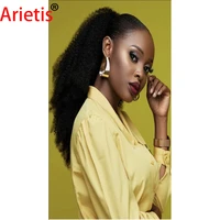 arietis 8 22 100 indian remy afro kinky curly clip in natural black drawstring ponytail human hair extension for white women