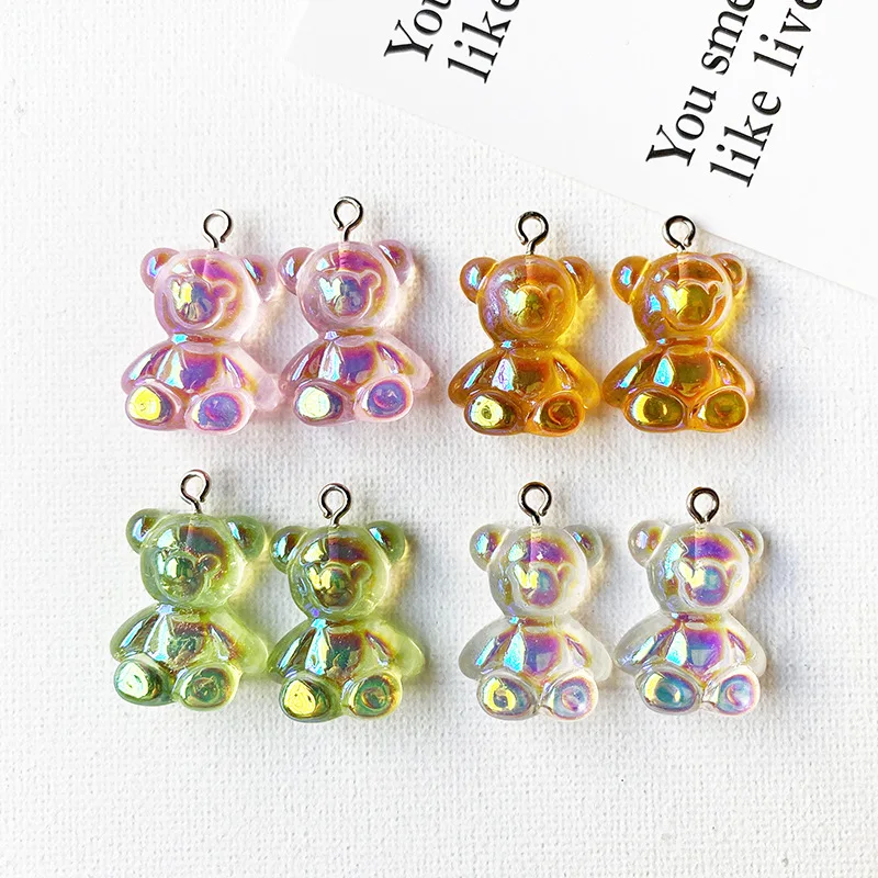 

10pcs 17*21mm Multicolor Flatback Epoxy Resin Gummy Bear Candy For Necklace Keychain Pendant DIY Making Accessories